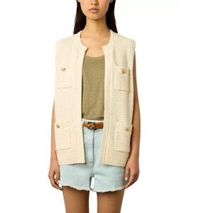 NWT Gerard Darel Womens Lizzy Cream Cotton Knitted Vest Size 2/M
